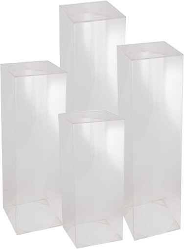 LAMSIT IBDAA Acrylic Pedestals &ndash; Plastic Stands &ndash; Acrylic Plinths &ndash; Acrylic Risers &ndash; Side Tables (Set of 4, Frosted)