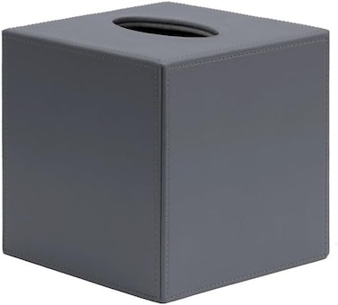 LAMSIT IBDAA Leather Tissue Box Holder with Magnetic Bottom   Rectangular Napkin Facial Tissues Dispenser   Square Cover PU Leather   Modern Organizer for Home Office Desk Car (Grey, Cubic)