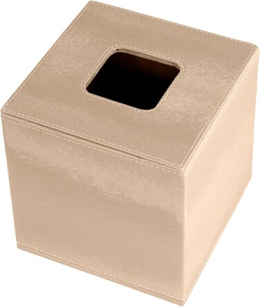 LAMSIT IBDAA Leather Tissue Box Holder with Magnetic Bottom   Rectangular Napkin Facial Tissues Dispenser   Square Cover PU Leather   Modern Organizer for Home Office Desk Car (Beige, Cubic)