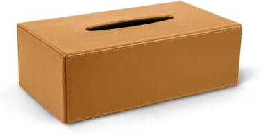 LAMSIT IBDAA Leather Tissue Box Holder with Magnetic Bottom   Rectangular Napkin Facial Tissues Dispenser   Square Cover PU Leather   Modern Organizer for Home Office Desk Car (Brown, Rectangular)