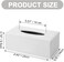 LAMSIT IBDAA Leather Tissue Box Holder with Magnetic Bottom   Rectangular Napkin Facial Tissues Dispenser   Square Cover PU Leather   Modern Organizer for Home Office Desk Car (White, Rectangular)