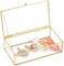 LAMSIT IBDAA Glass Keepsake Box - Rectangle Jewelry Display Organizer Box - Vanity Lidded Box Home Decor Accent - Decorative Box for Storage Trinket Rings Bracelet (Gold, Small (15x10x7 cm))