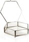 LAMSIT IBDAA Glass Keepsake Box - Hexagon Jewelry Display Organizer Box - Vanity Lidded Box Home Decor Accent - Decorative Box for Storage Trinket Rings Bracelet (Silver, Medium (25x22x5 cm))