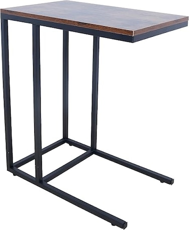 Panax Side Table, C Shaped End Table for Couch, Sofa and Bed, Large Desktop C Table for Living Room, Bedroom (Rustic Brown)
