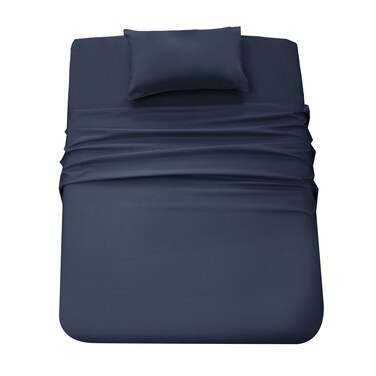 Panax Microfiber Bed Sheet Single, Navy Blue