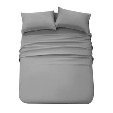 Panax Microfiber Bed Sheet Queen , Light Grey
