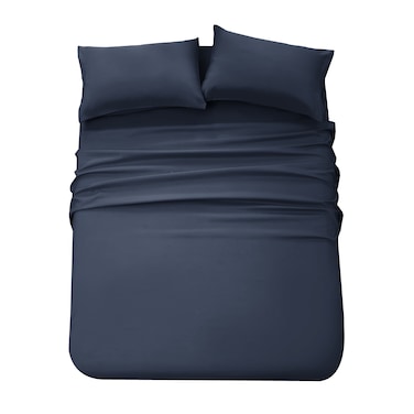 Panax Microfiber Bed Sheet Queen , Navy Blue