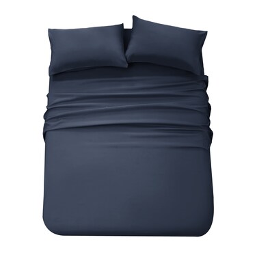 Panax Microfiber Bed Sheet King , Navy Blue