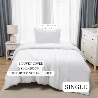Panax Duvet Cover Single , White