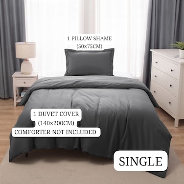 Panax Duvet Cover Single , Dark Grey