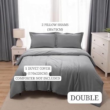 Panax Duvet Cover Double , Light Grey