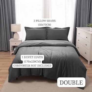 Panax Duvet Cover Double , Dark Grey