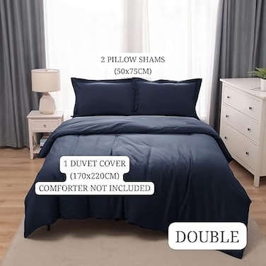 Panax Duvet Cover Double , Navy Blue