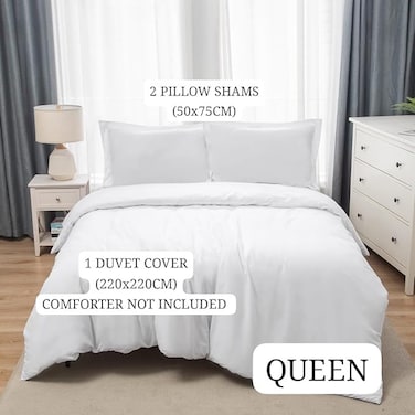 Panax Duvet Cover Queen , White