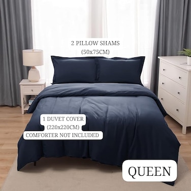 Panax Duvet Cover Queen , Navy Blue