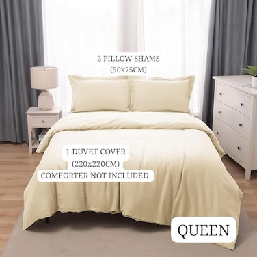Panax Duvet Cover Queen , Beige