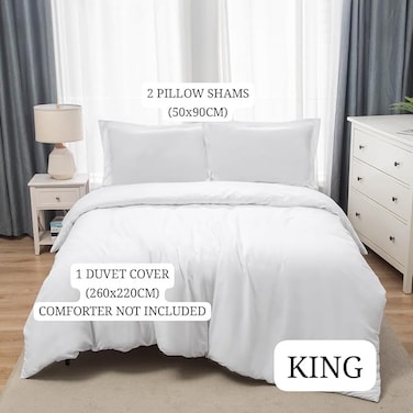 Panax Duvet Cover King , White