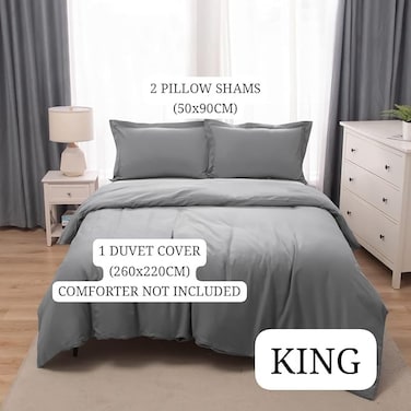 Panax Duvet Cover King , Light Grey