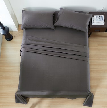 Panax Cotton Bed Sheet Queen , Dark Grey