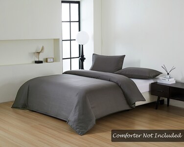 Panax Cotton Duvet Cover King , Dark Grey