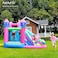 AirMyFun Inflatable Water slide Pink Princess Bounce House for Big Kids 8-12 with Long Slide and Spray Water Gun for Kids Backyard Inflatable Bouncy Castle