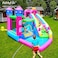 AirMyFun Inflatable Water slide Pink Princess Bounce House for Big Kids 8-12 with Long Slide and Spray Water Gun for Kids Backyard Inflatable Bouncy Castle