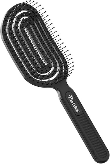 Panax De-Static Hair Brush with Double Curve Design Fit Perfectly to the Scalp contains Ultra Soft Flexible Bristles