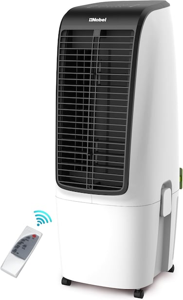 Nobel 20L White Honeycomb Air Cooler with Automatic Louver Movement, Touch Control, and Remote Control,3 Wind Modes, Water Pump Protection, 1-8 Hours Timing, 110W Cooling Power NAC400 White