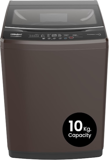Nobel 10kg Top Load Washing Machine With Electronic Control, LED Display, 6 Programs, 45-Min Normal Wash, 78L Tub, Copper Motor, Stainless Steel Drum, Dual Water Inlet NWM1150 Grey