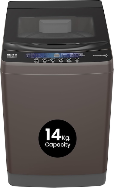 Nobel 14 Kg Capacity Washing Machine, Electronic Control, LED Digital Display, 10 Programs, Aluminum Motor, Stainless Steel Drum, Energy-efficient 3-Star Rating NWM1600 Grey
