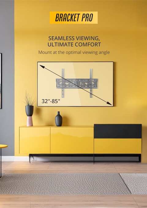 Bracket Pro Full Motion TV Wall Mount for 32-85 Inch Screens &ndash; Tilting &amp; Swiveling &ndash; Heavy-Duty Steel, Holds up to 88lbs (40kg) &ndash; VESA 200x200 to 600x400 &ndash; Easy Installation - BPX3285