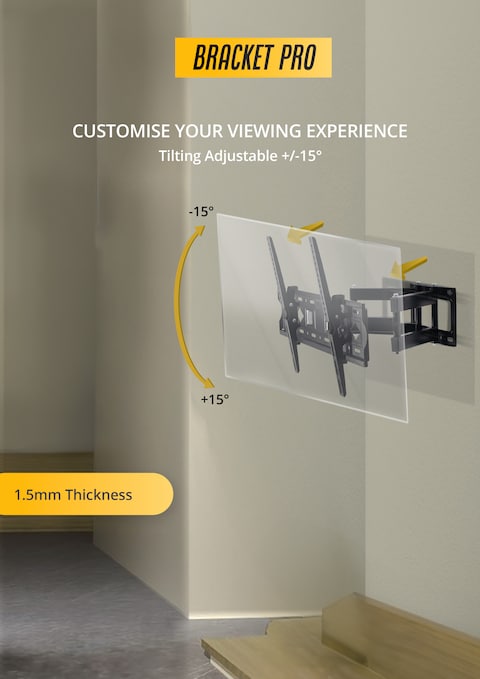 Bracket Pro Full Motion TV Wall Mount for 32-85 Inch Screens &ndash; Tilting &amp; Swiveling &ndash; Heavy-Duty Steel, Holds up to 88lbs (40kg) &ndash; VESA 200x200 to 600x400 &ndash; Easy Installation - BPX3285