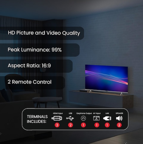 نوبل تلفزيون LED ذكي 75 بوصة 4K UHD بدون اطار مع اندرويد 13 وHDR ومنافذ HDMI وUSB وشبكة محلية LAN ومدخل محوري ومكبرات صوت مدمجة وواي فاي وDLED فائق النحافة للبث UHD75VIDS، اسود
