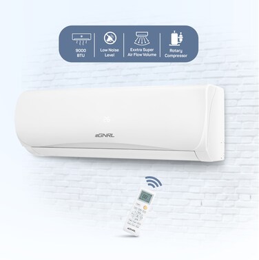EGNRL Split AC White 9000 BTU T1 Rotary R410a, EG9C, 2024 New Series Model, with 3M Pipe Kit, Golden Fin, Rotary, 1 Year Manufacturer Warranty, 1 Year Compressor Warranty