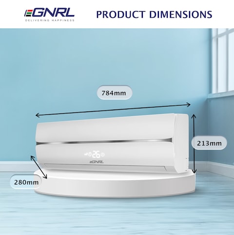EGNRL Split AC White 12000 BTU T1 Rotary R410a, EG12C, 2024 New Series Model, with 3M Pipe Kit, Golden Fin, Rotary, 1 Year Manufacturer Warranty, 1 Year Compressor Warranty