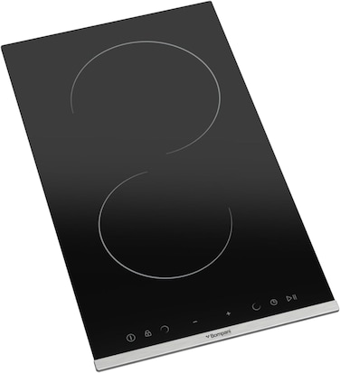 Bompani 30cm Built-In Hob, 2 Cooking Zones, Front Easy Dial Touch Control, Vitroceramic Hobs - One Year Manufacturer Warranty - BO263ACT Black