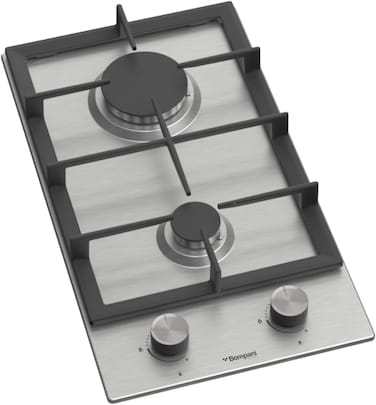 Bompani Built-in Hobs BO263LGT - 2 Gas Euro Type Pool Burners, All Sabaf Burners, Matt Stainless Steel Body - One Year Manufacturer Warranty - BO263LGT Silver