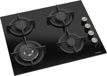 Bompani 60cm Built-In Hob,  4 Gas Euro Type Pool Burners, Sabaf Burners, Tempered Black Glass - One Year Manufacturer Warranty - BO217VFT Black