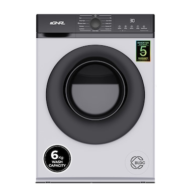 EGNRL 6KG Front Load Washing Machine 2025 Model, EGWMFL700, With INVERTER BLDC Motor 5 Year Warranty, 5 STAR Energy &amp; Water Consumption, 1200 RPM, 12 Programs (1 Year Brand Warranty)
