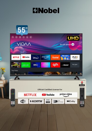 Nobel 55-Inch FHD Smart TV &amp;ndash; VIDAA OS, 60Hz Refresh Rate, 1080p Resolution, 6 USB &amp;amp; 2 HDMI Ports, Netflix &amp;amp; YouTube Streaming &amp;ndash; Black   UHD55VID
