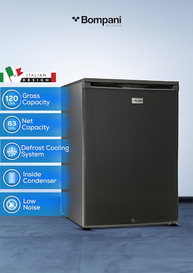 Bompani Upright Freezer 85L &ndash; Single Door, 3 Drawers, Mechanical Temp Control, Lockable Door, Dark Inox Finish - BUF245SNI