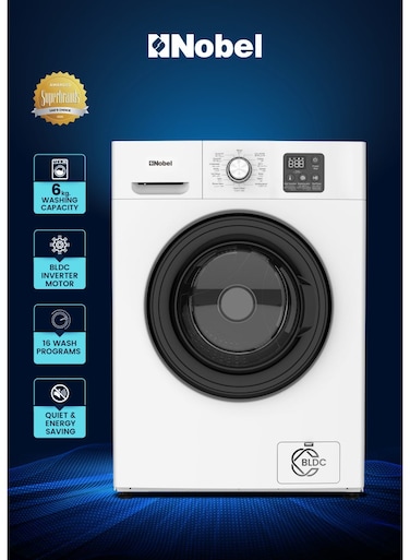 6 Kg Inverter Front Load Fully Automatic Washing Machine, 16 Wash Programs, Child Lock, High-Temp Sterilization, Delay Start, LED Display, Energy Saving &ndash; (1 Year Warranty) 6 kg 1900 W NWM775 White