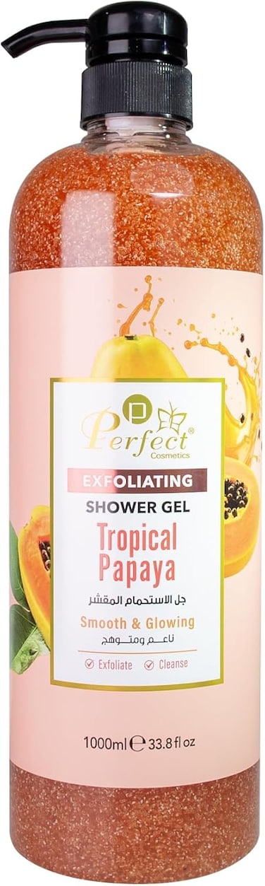 Perfect Exfoliating Shower Gel Tropical Papaya 1000ml   Brightening Body Scrub Wash for Smooth &amp; Radiant Skin   Hydrating &amp; Refreshing Body Cleanser for All Skin Types