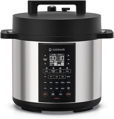 Nutricook SMART POT, 6L Capacity, 12-in-1 Electric Pressure Cooker, Slow Cooker, Rice Cooker &amp; More, 1200W, 17 Presets, Smart Lid, Stainless Steel Pot, SP320-ON, 2-Year Warranty