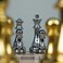 HARLEY FITNESS PROFESSIONAL WOODEN CHESS BOARD WITH METAL GLOSSY GOLDEN AND SILVER CHESS PIECES SET