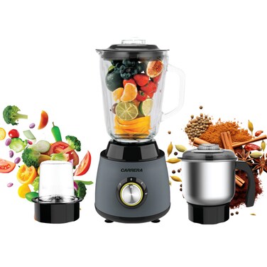 CARRERA CRR567 Blender 3-in-1, Powerful 600W Copper Motor with 1.5L Jar, Stainless Steel Blades, LED Display &amp; Knob Control, Modern Design, Perfect for Mixing, Grinding and Blending, 2 Years Warranty