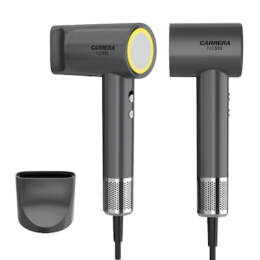 CARRERA CRR533 Powerful Hair Dryer 1700W-2000W Power Boost High-Speed 110,000 RPM Motor, 3 Speed &amp; Heat Settings, Cool Shot &amp; LED Display, Lightweight &amp; Low Noise, Ideal for Salon, 2 Years Warranty