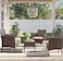 Vital Garden Lounge Set 4 Piece with Cushions Patio Outdoor Lawn Yard Terrace Balcony Seat Seating Sitting Chair Furniture Poly Rattan Brown