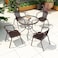 Vital Garden Dining Set 5 Piece Outdoor Furniture Patio Dining Table and Chair Balcony Dinner Table Dinner Chair Poly Rattan Anthracite &amp; Grey