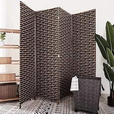 Vital 4-Panel Room Dividers and Folding Privacy Screens Partition Walls for Bedroom Rattan Screen Divider Portable Freestanding Privacy Wall (A3)